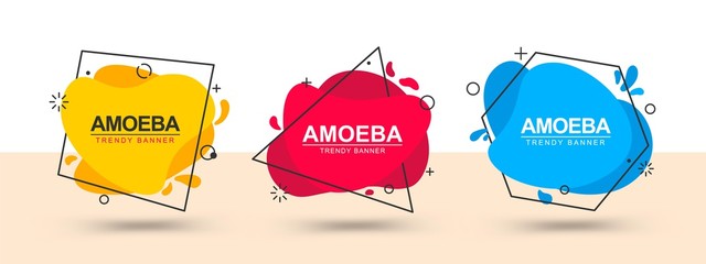 Poster - Collection of trendy bright geometric banners. Vector banners in the style of memphis. Template ready for use in web or print design.