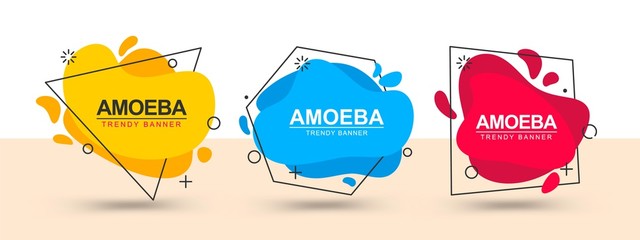 Poster - Collection of trendy banners. Vector banners in the style of memphis. Template ready for use in web or print design.