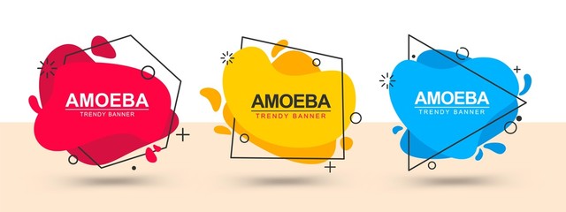 Poster - Collection of trendy bright banners. Vector banners in the style of memphis. Template ready for use in web or print design.