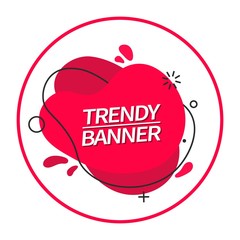 Sticker - Red banner fluid shape. Vector trendy bright abstract banner. Template ready for use in web or print design.