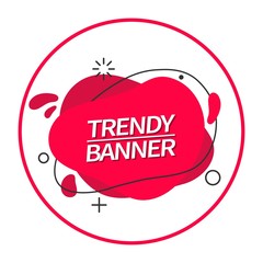 Poster - Bright red banner liquid shape. Memphis style vector banner for use in web and print.