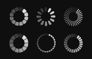 Poster - Download or upload status icons. Circle website buffer loader or preloader. Vector set different load icons.