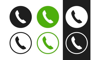 Poster - Flat phone icons. Contacts, call center sign. Handset icons for concept design ui, app, website, interface, ad, marketing, web, banner, business card, flyer and more. 