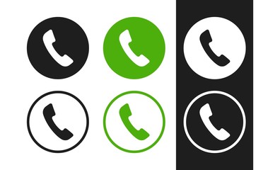 Poster - Phone vector icon. Contacts, call center sign. Handset icons for concept design. Flat phone icons.