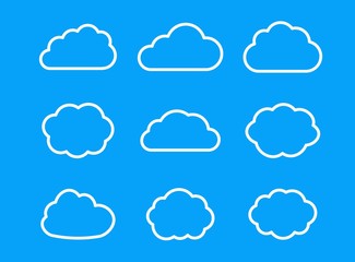 Poster - Cloud line icon. Vector flat symbol for web design, app, ui and logo. Storage solution element, databases, networking, cloud and meteorology concept.