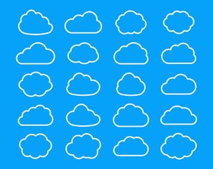 Poster - Set outline cloud icon for website, app, ui and logo. Storage solution element, databases, networking, cloud and meteorology concept.