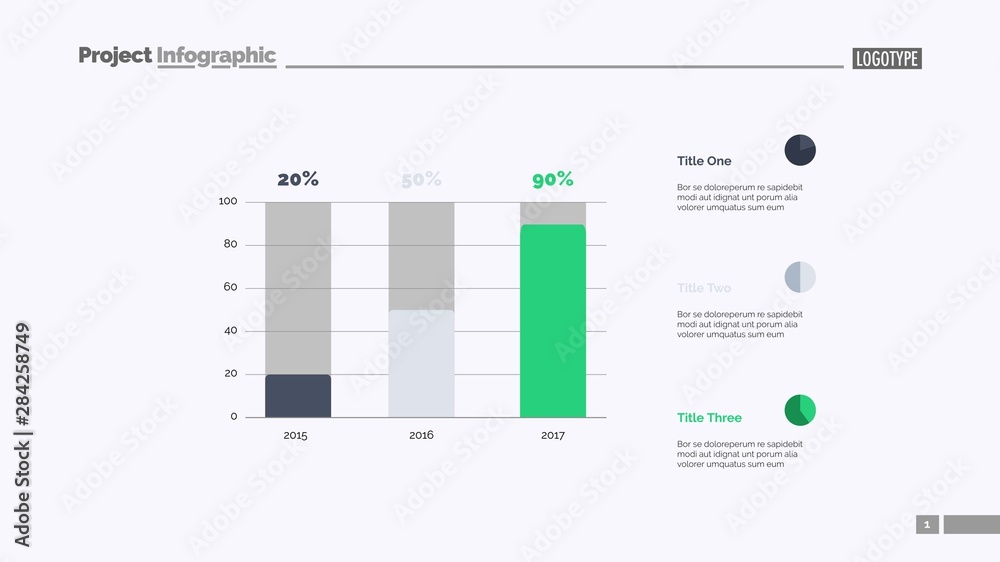Sales increasing chart slide template. Business data. Graph, diagram ...