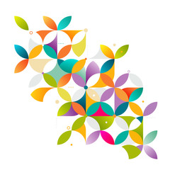 Fototapete - Abstract colorful and creative geometric with a variety of geometric pattern. Abstract flower pattern on white for leaflet business cover page, brochure, flyer, poster layout. vector illustration
