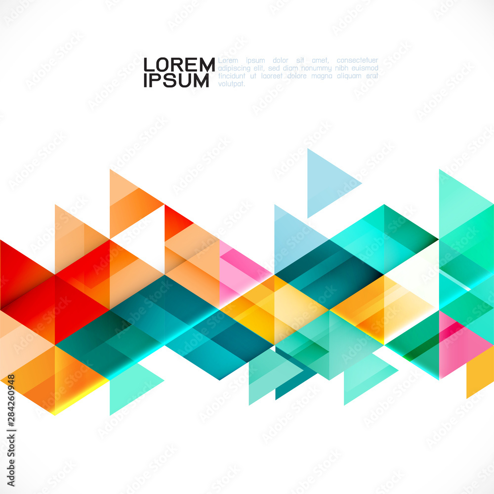 Colorful transparency and fade triangle on white background with space ...