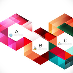 Fototapete - Modern infographics with overlapping and colorful geometric template on white background and space for business or technology presentation. vector illustration