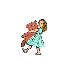 Little Girl And Toy Bear