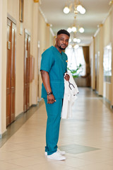 Wall Mural - Professional african male doctor at the hospital. Medical healthcare business and doctor service of Africa.