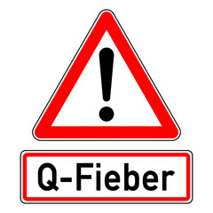 Sticker - ncsc86 NewCombinationSignCaution ncsc - german text - Q-Fieber: Achtung / Ausrufezeichen - dreieckig - xxl schwarz rot - g8421