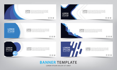 Wall Mural - set of six abstract blue web banner templates, vector illustration