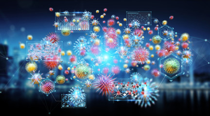 Poster - Bacteria microscopic close-up 3D rendering