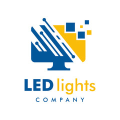 monitor technology logo design template