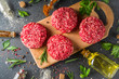 Raw minced meat beef burger cutlets