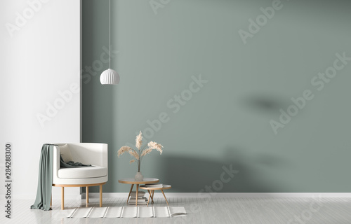 Fotografía Empty wall in Scandinavian style interior with armchair