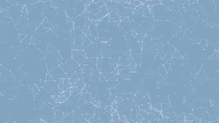 Poster - Abstract network blue design spins. Particles in motion on a space background.