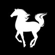 white prancing mustang horse silhouette - side view animal vector outline