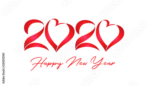 2020 Lovely Lettering China Happy New Year Heart Numbers Xmas