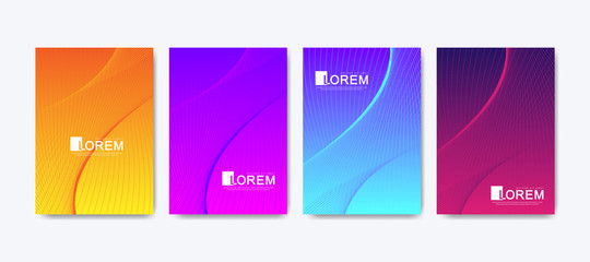 Poster - Modern colorful bright abstract gradient line pattern background cover design. Trendy vector template for web, brochure, leaflet, flyer, cover, banner, poster. Cool gradients. Vivid vibrant color