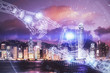 © peshkova - Data theme hologram drawing on city view with skyscrapers background double exposure. Ai concept.