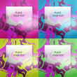 Set of color bright backgrounds with transparent frame and seamless abstract design pattern