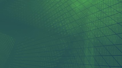 Poster - Abstract dark green background with animation of waving and vibrating network surface. Futuristic geometric design. 3d rendering. HD resolution