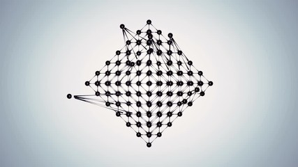 Poster - Futuristic animation of molecule structure. Scientific animation for your banner, text. Molecule consists of atoms chemical element. Abstract sc-fi concept. 3D render loop animation
