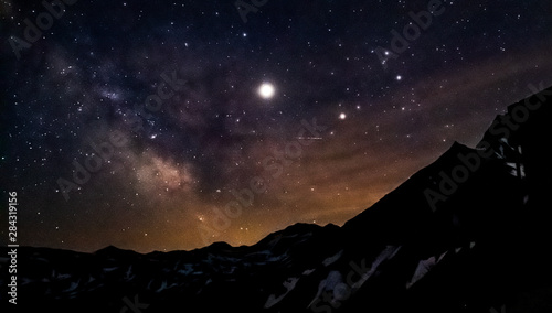 Long exposure night shot with the milky way at the famous Grossglockner High Alp Poster Mural XXL