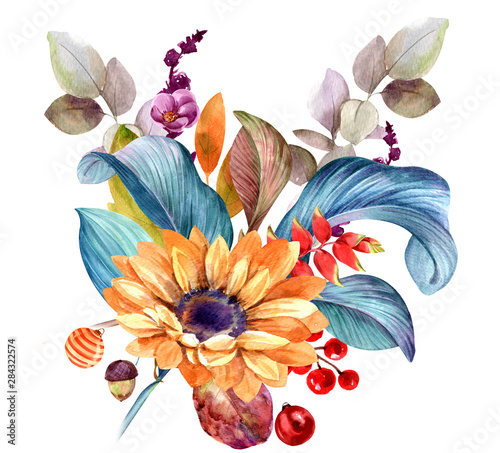 element autumn, spring, and summer watercolor for illustrations