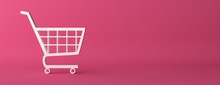 E-commerce Symbol On  Pink Curved Background. 3d Illustration