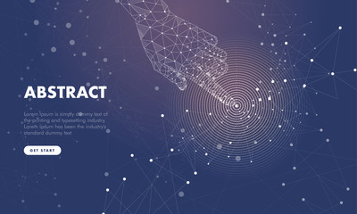 Fototapete - Touch the future hand and arrows analytics. Innovations robot systems hand and intellectual systems. Сomputers construction of graphics. Abstract illustration in programming structure.