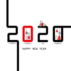 Happy New Year 2020. Vector illustration concept for background, greeting card. Website, mobile website and social media banner. Party invitation card and other marketing material.