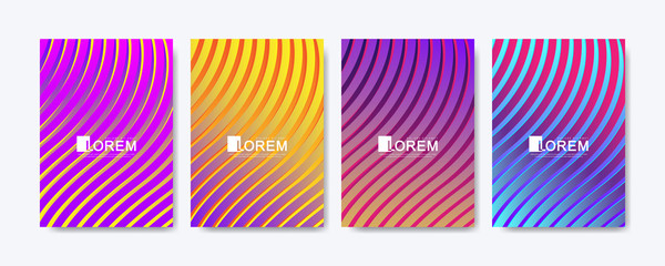 Poster - Modern colorful abstract gradient lines pattern background cover design. Trendy vector template for web, brochure, leaflet, flyer, cover, banner, poster. Cool bright gradients. Vivid vibrant color
