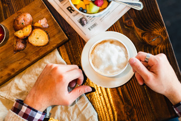 Wall Mural - Man with cup of coffee