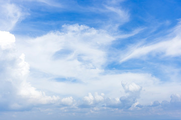 Wall Mural - Blue sky with close up white fluffy tiny clouds background and pattern