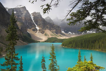 Sticker - Canada, Alberta, Banff National Park. View of Moraine Lake. 