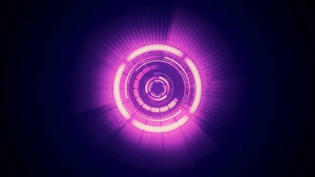Wall Mural - Abstract futuristic motion graphics circular clockwork mechanism assembles, rotates, turns on with glow. Digital isolated design background element. Technology mechanism activation concept 3D render