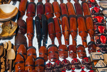 Canvas Print - Wooden souvenirs for sale, Walvis Bay, Erongo Region, Namibia.