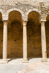 Canvas Print - Colonnade room of Licinian Baths, Dougga Archaeological Site, UNESCO World Heritage Site, Tunisia, North Africa