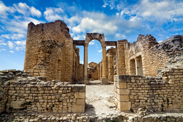 Sticker - The Capitol, Dougga Archaeological Site, UNESCO World Heritage Site, Tunisia, North Africa