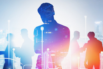 Poster - Business leader in city, network interface