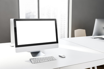 Poster - mock up computer screen in gray office