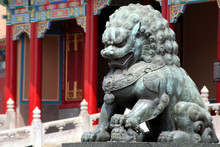 Asia, China, Beijing. Fu Dog Statue At Forbidden Palace