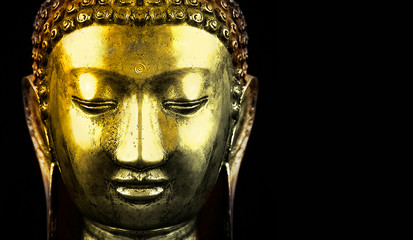 Poster - Bangkok, Thailand. Depiction of head and face of Buddha