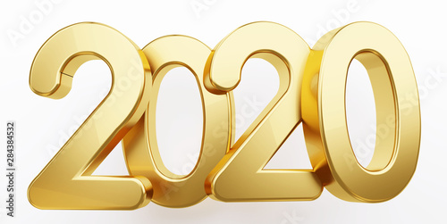 Fotomural 2020 golden bold letters isolated 3d-illustration