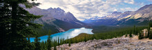 Canada, Alberta, Peyto Lake. Peyto Lake Stretches Cool Blue Through Banff NP, A World Heritage Site, Alberta, Canada.