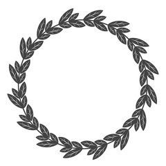 Wall Mural - Circle leaf frames. Floral leaves round frame, flower ornament circles and flowers circled border. Laurel leaf wreath icons for wedding invitation card. Decoration isolated vector symbols set